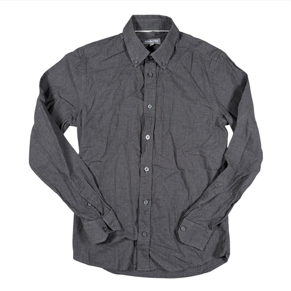 Ash & Erie Shirt Mens XS Slim Charcoal Gray Button Down Long Sleeve